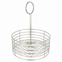 Panier À Condiments En Inox Argenté Avec Anse - Diam 19 Cm - GelatoPro.fr