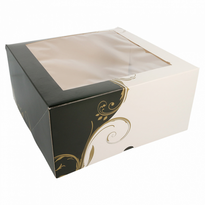 Boîte Pâtissière Avec Fenêtre Blanche Et Noir 24X24X12(H) Cm - Pack De 50 Unités - GelatoPro.fr