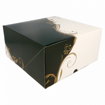 Boîte Pâtissière Blanche Et Noir 24X24X12(H) Cm - Pack De 50 Unités - GelatoPro.fr