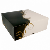 Boîte Pâtissière Blanche Et Noir 28X28X10(H) Cm - Pack De 50 Unités - GelatoPro.fr