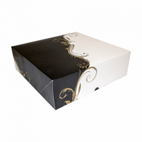 Boîte Pâtissière Blanche Et Noir 32X32X10(H) Cm - Pack De 50 Unités - GelatoPro.fr