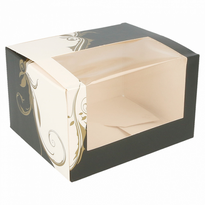 Boîte Pâtissière Rectangulaire Avec Fenêtre Blanche Et Noir 13X11X8(H) Cm - Pack De 50 Unités - GelatoPro.fr