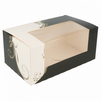 Boîte Pâtissière Rectangulaire Avec Fenêtre Blanche Et Noir 18X11X8(H) Cm - Pack De 50 Unités - GelatoPro.fr