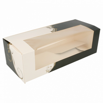 Boîte Pâtissière Rectangulaire Avec Fenêtre Blanche Et Noir 26X11X8(H) Cm - Pack De 50 Unités - GelatoPro.fr