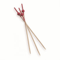 Pique En Bambou Boule Rouge 9 Cm - Pack De 100 Unités - GelatoPro.fr