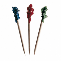 Pique En Bois Avec Embouts De Couleurs Assorties 6.5 Cm - Carton De 10000 Unités - GelatoPro.fr