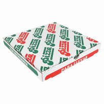 Boite À Pizza Blanche Impression Motifs Pizza 24 X 24 X 3 Cm - Pack De 100 Unités - GelatoPro.fr