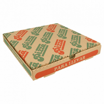Boite À Pizza Marron Écologique Impression Motifs Pizza 24X24X 3 Cm - Pack De 100 Unités - GelatoPro.fr