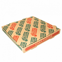 Boite À Pizza Marron Écologique Impression Motifs Pizza 29X29X3.5 Cm - Pack De 100 Unités - GelatoPro.fr