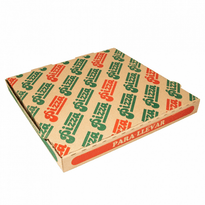Boite À Pizza Marron Écologique Impression Motifs Pizza 32X32X3.5 Cm - Pack De 100 Unités - GelatoPro.fr