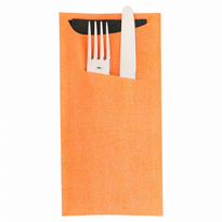Sachet À Couverts Orange Et Serviette Soft Noir 33X40 Cm - Carton De 250 Unités - GelatoPro.fr