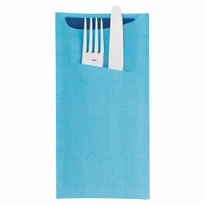 Sachet À Couverts Turquoise Et Serviette Soft Bleue 33X40 Cm - Carton De 250 Unités - GelatoPro.fr