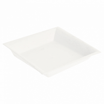 Assiette Carré En Cellulose Naturelle Fibre De Canne À Sucre  - Blanc - 9X9X1.5 Cm - Carton De 1200 Unités - GelatoPro.fr