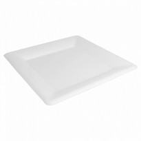 Assiette Carré En Cellulose Naturelle Fibre De Canne À Sucre  - Blanc - 26.2X26.2X1.9 Cm - Carton De 300 Unités - GelatoPro.fr