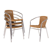Fauteuils En Rotin Et Aluminium Empilables Bolero (Lot De 4) - GelatoPro.fr